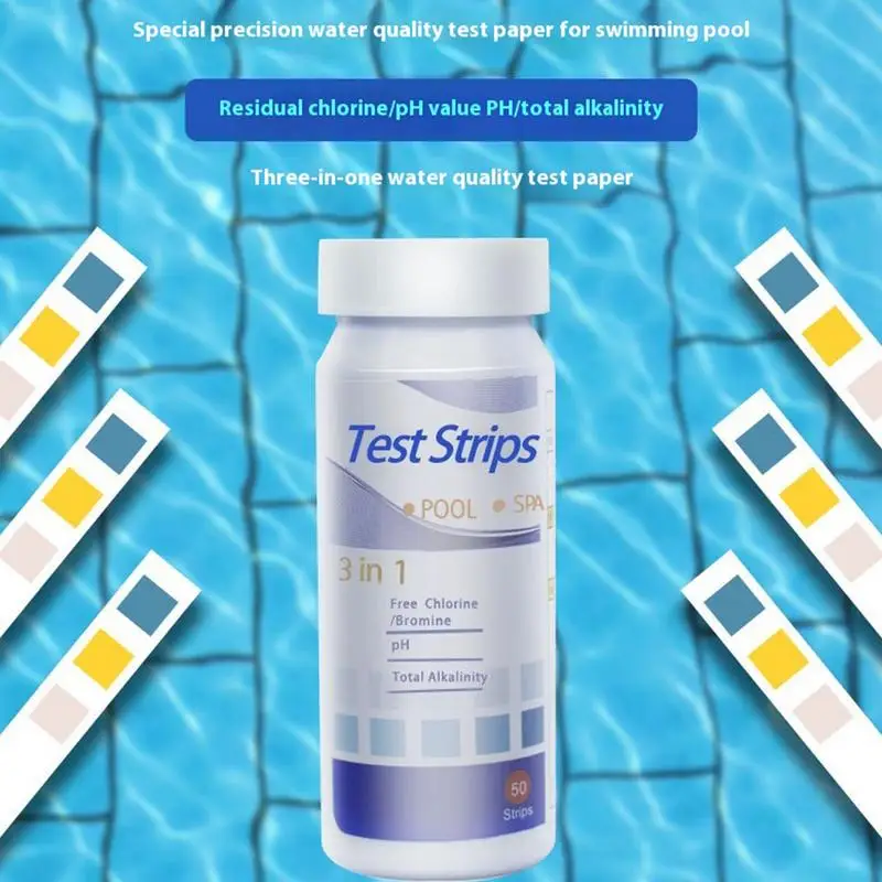 Pool Water Test Strips 50 Strips Well Water Testing Paper PH Total Alkalinity Acid-Base Test Paper For Residual Chlorine Water