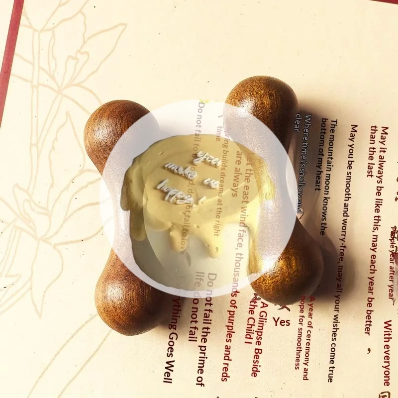 

1Pc Wooden Finger Bone Toys Rotating Polishing Hand Spinner Dumbbell Golden Sandalwood Decompression Toy Gifts