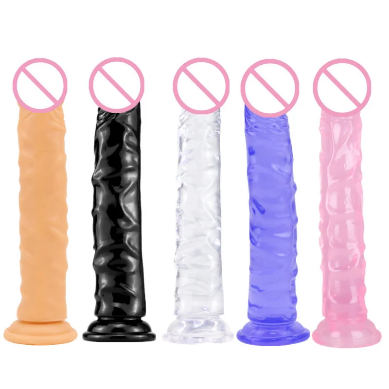 Bargain 5 Sizes Realistic Jelly Plug Dildo Soft Silicone Adult Sex Toy for Women Men Couples Pleasure 18+ Gay Adult supplies