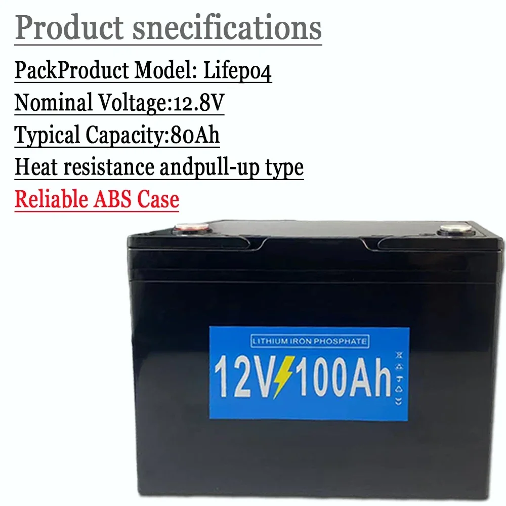

12V 100Ah LiFePO4 Battery Pack 12V 100AH Lithium Iron Phosphate for Electric Marine Outboard Propulsion Motors ,Solar System