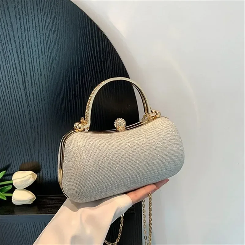 Glänzende Mini-Abendtasche, Geldbörse mit Strass-Kette, luxuriöse Glitzer-Bankett-Handtasche, perfekt für Party, Hochzeit, Abschlussball, Abendessen/Bankett – Detail 13