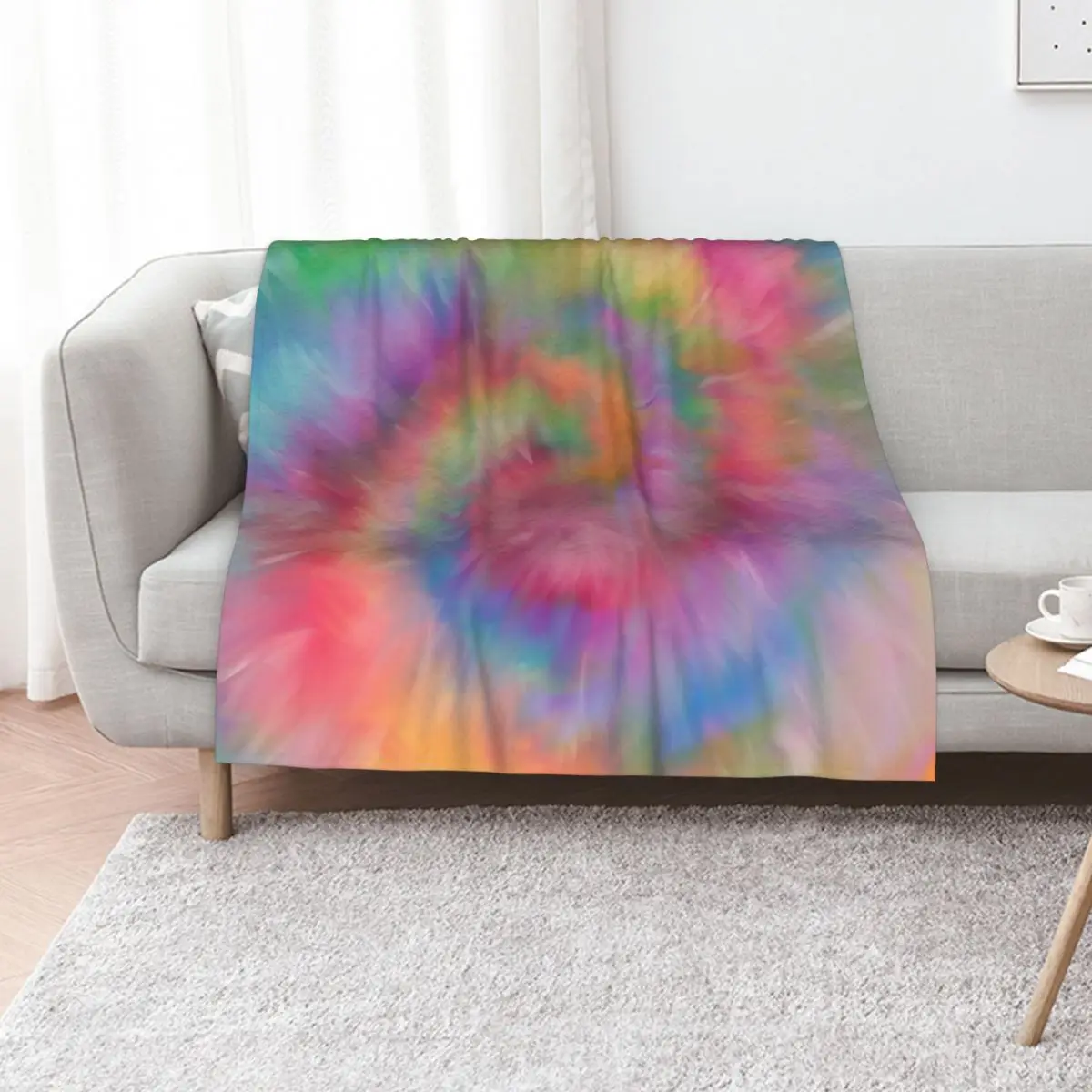 

Rainbow Tie Dye Swirl Throw Blanket Furry Bed linens Soft Plaid Blankets For Bed Blankets
