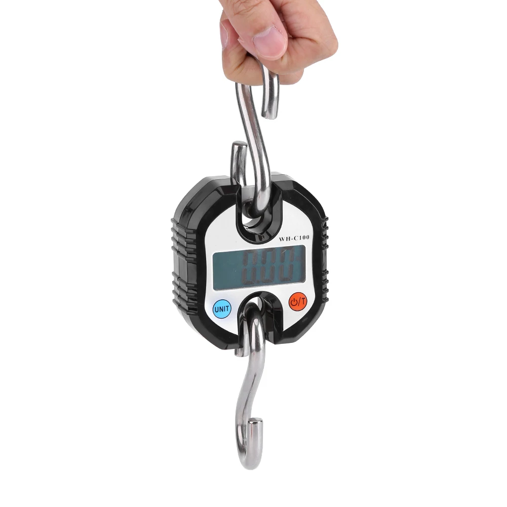 WeiHeng Portable Crane LCD Digital Electronic Hook Hanging Scales Loop Weighing Balance Black