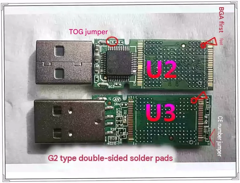Silicon Motion SM3257LT Q AB USB 2.0 BGA152+TSOP48 Pad USB Flash Drive Controller Board PCBA Board