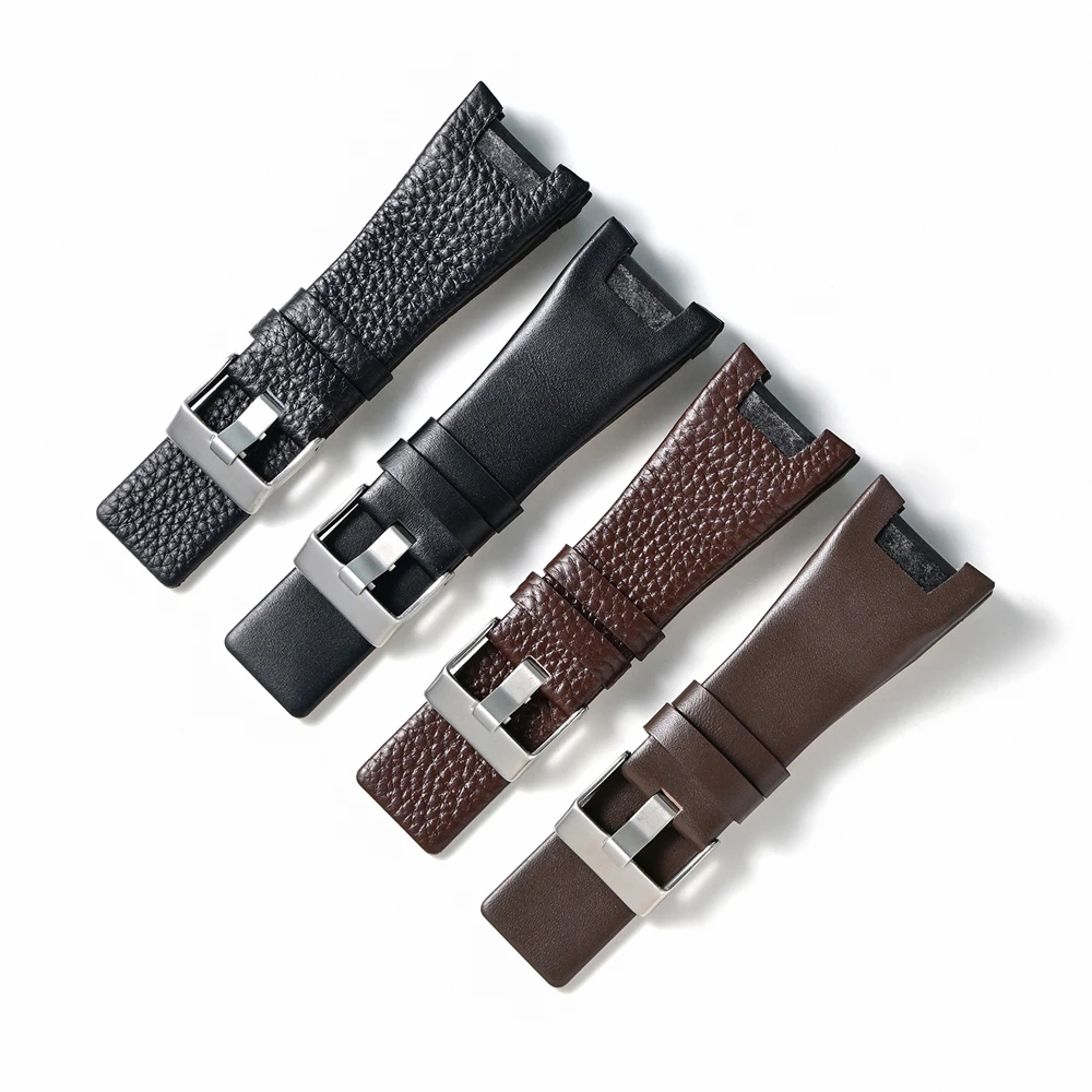 Leather watch strap for men's watch DZ4246 DZ1273 DZ1216 lychee pattern plain top layer cowhide band notch 32MM
