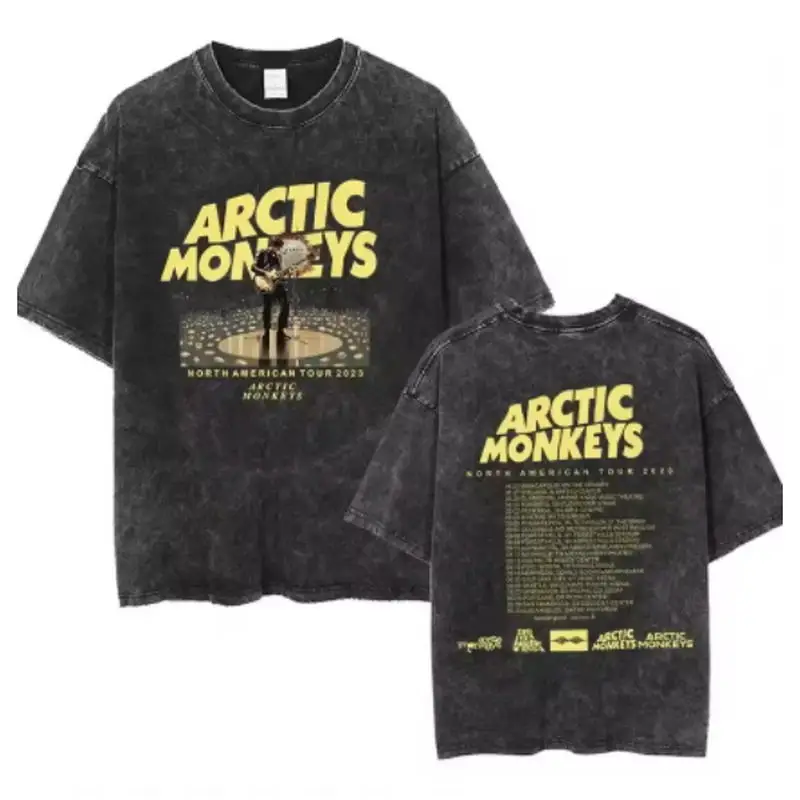 Y2K Hip-Hop Streetwear Kurzarm-T-Shirt, Retro Arctic Monkeys Rock-Album Grafik Vintage Oversized Shirt für Herren – Detail 13
