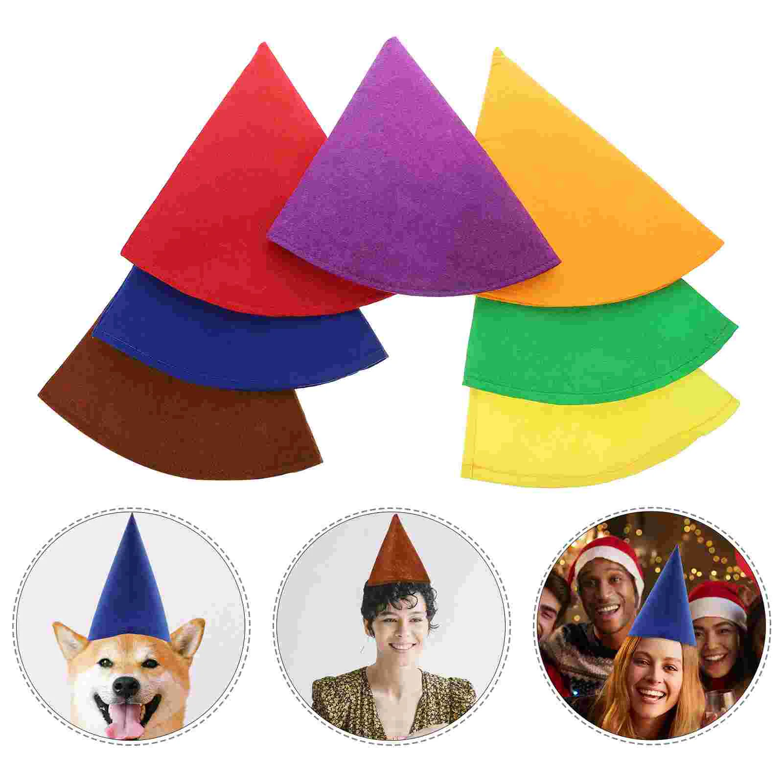 7 Pcs Dwarf Costume Gnome Party Hat Decors Decorative Props Decorate Fun Hats Felt Cloth