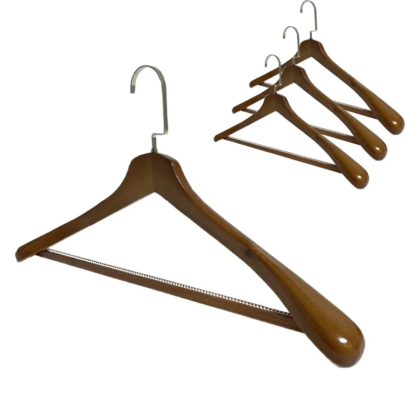 1PCS Wide Shoulder Suit Hanger Solid Wood Jacket Clothing Rack with Non-slip Bar for Shirts High-Quality Non-Bulging Coat Hanger