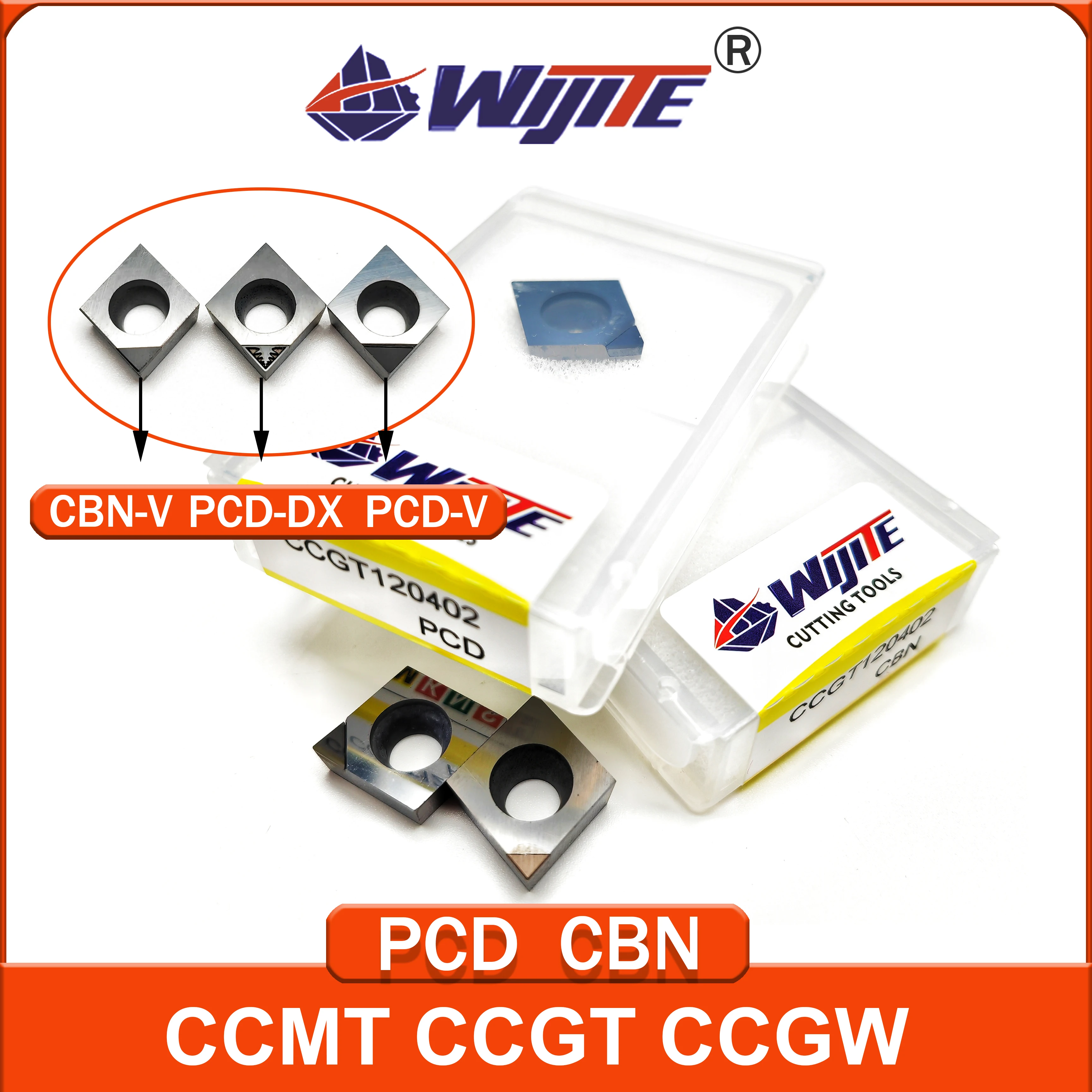 

CCMT CCGT CCGW 0602 09T3 1204 CNC tool,PCD tools are used for non-ferrous metals such as aluminum and copper CBN for hard steel