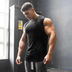 Gym Fitness Sport Clothing Summer Cool Cotton Breathable Vests Mens Bodybuilding Muscle Tank Tops Workout Sleeveless T-Shirts