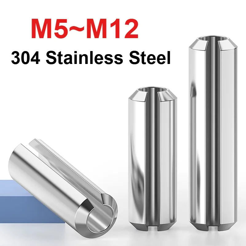 304 Stainless Steel M5 M6 M8 M10 M12 Elastic Open Cylindrical Split Pin Dowel Spring-Type Straight Pins Roll Spring Pin GB879