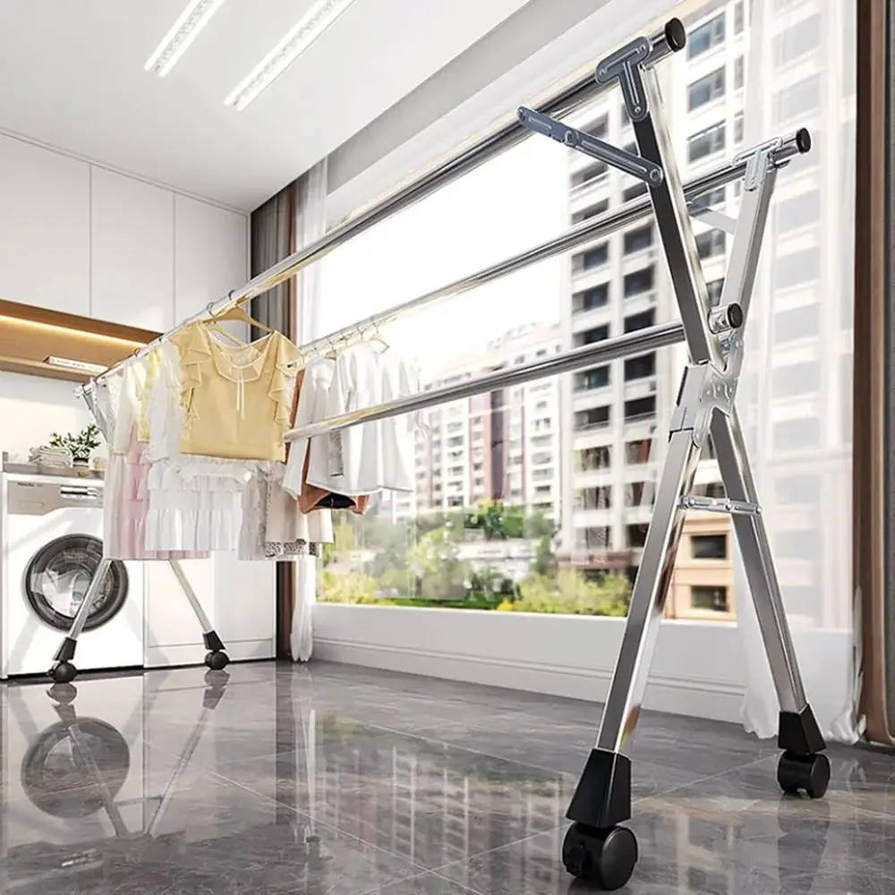 Indoor Retractable Stainless Steel 94 Folding Laundry Drying Rack