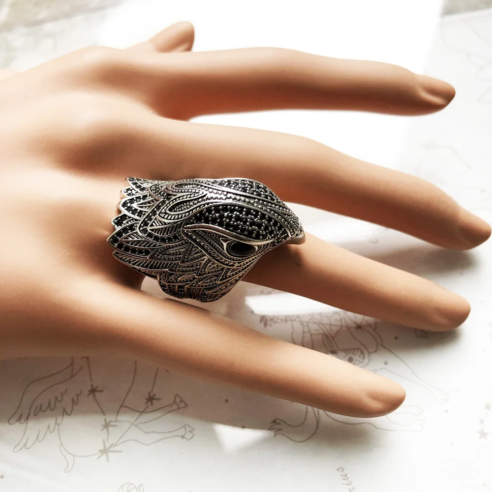 Elegant Falcon Cocktail Ring in Solid 925 Sterling Silver,Trendy Gift for Women & Men Europe Eagle Free Shipping Fine Jewelry