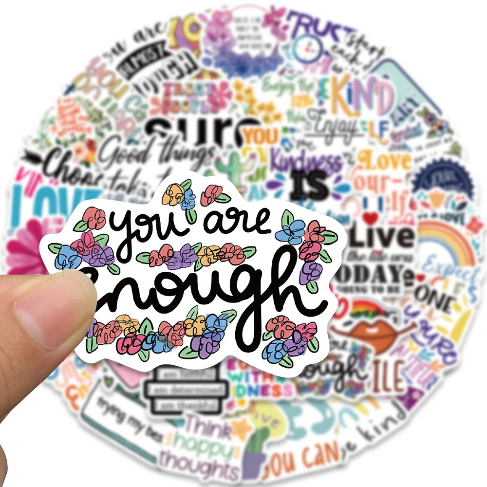 52PCS Motivational Phrases Sticker Inspirational Life Come On DIY Laptop Study Room Scrapbooking Graffiti Decal Stickers