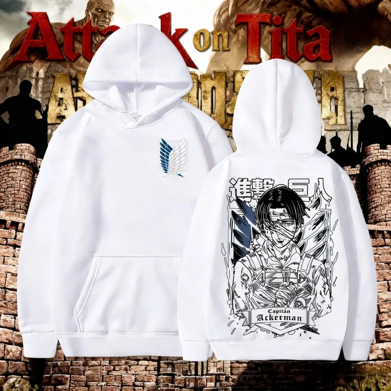 

Oversized Attack on Titan Anime Fleece Hoodie Men's Women's Winter Y2K Hoodie Casual Thermal Character Print Daily Wear Easy