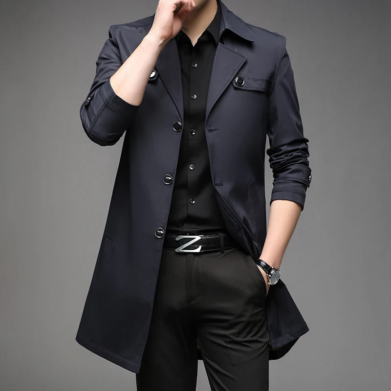 Thoshine Brand Spring Autumn Men Trench Coats Long Superior Quality Male Fashion Jackets Smart Casual Plus Size 6XL