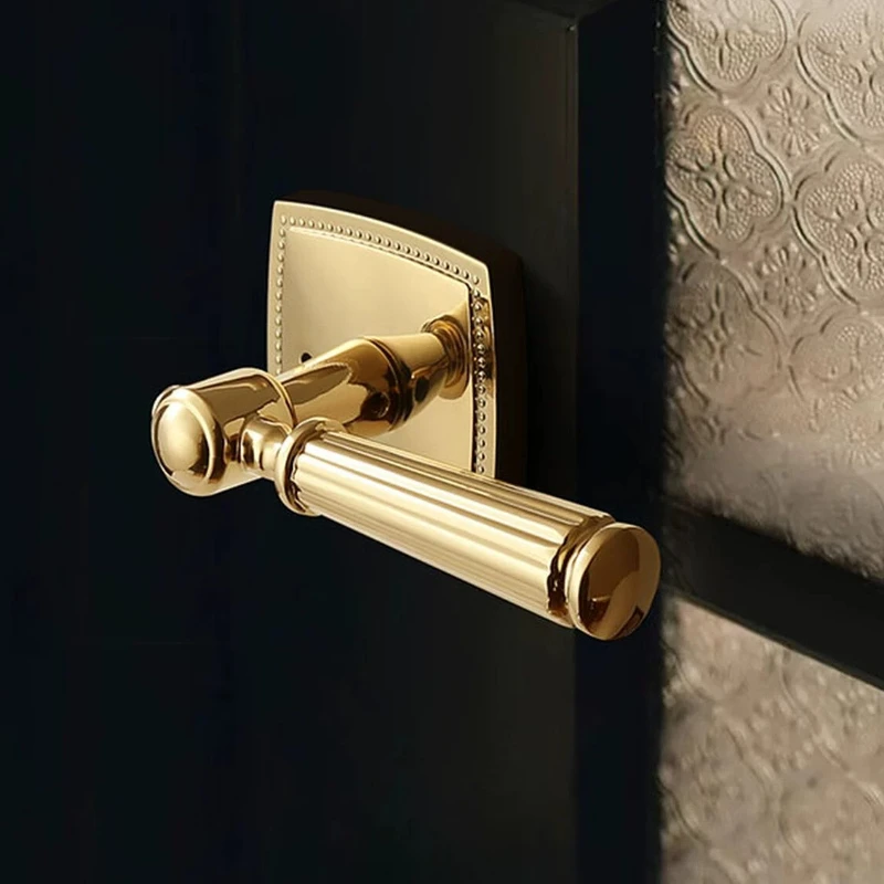 French Golden Magnetic Silent Lock for Bathroom American Wood Door Handle Replaceable Pumpkin Latch Rustproof Heavy Duty