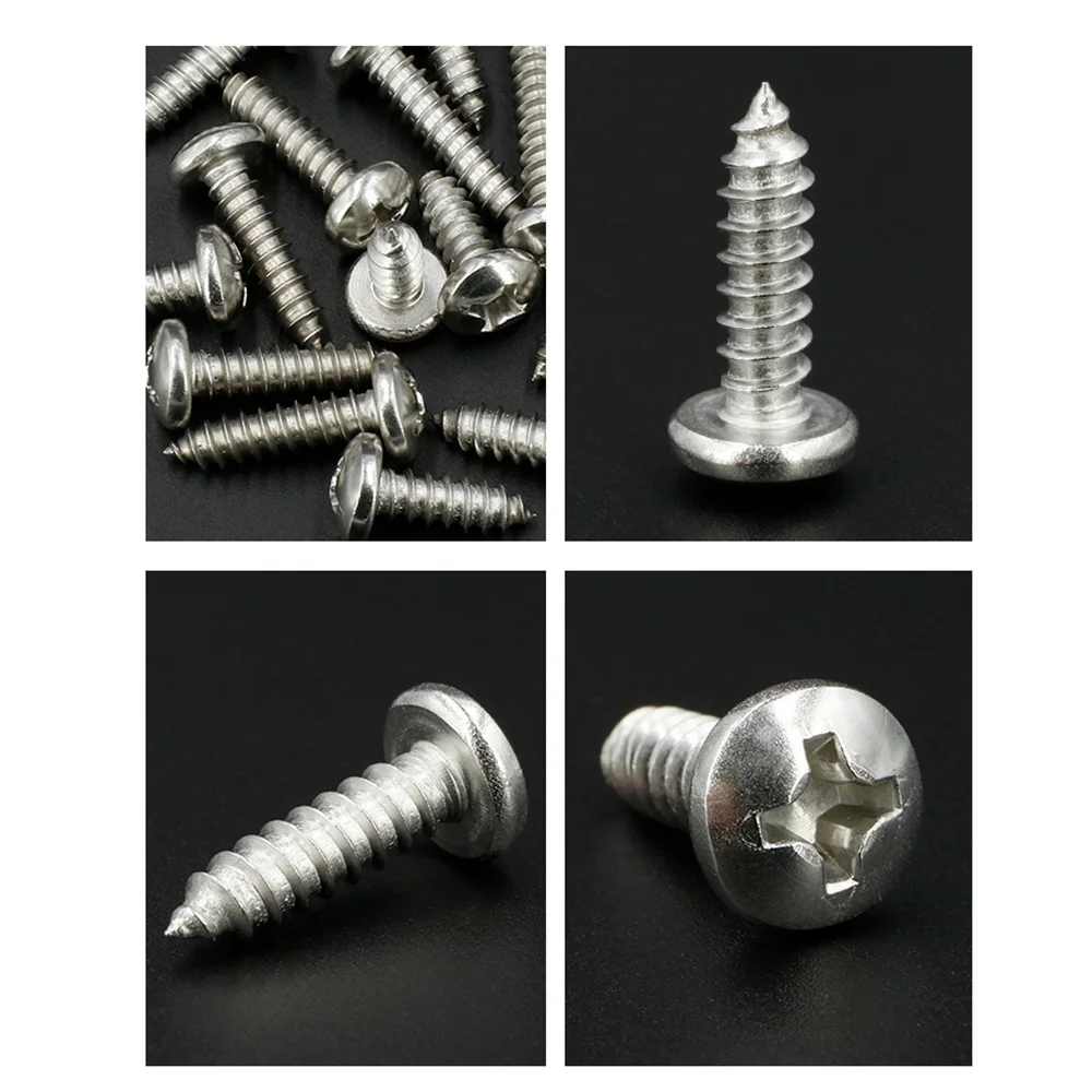 M3-M8 Self-Tapping Timber Screws 100Pc 304Stainless Steel Truss Head Phillips Fastener Hardware For Joinery & Furniture Assembly