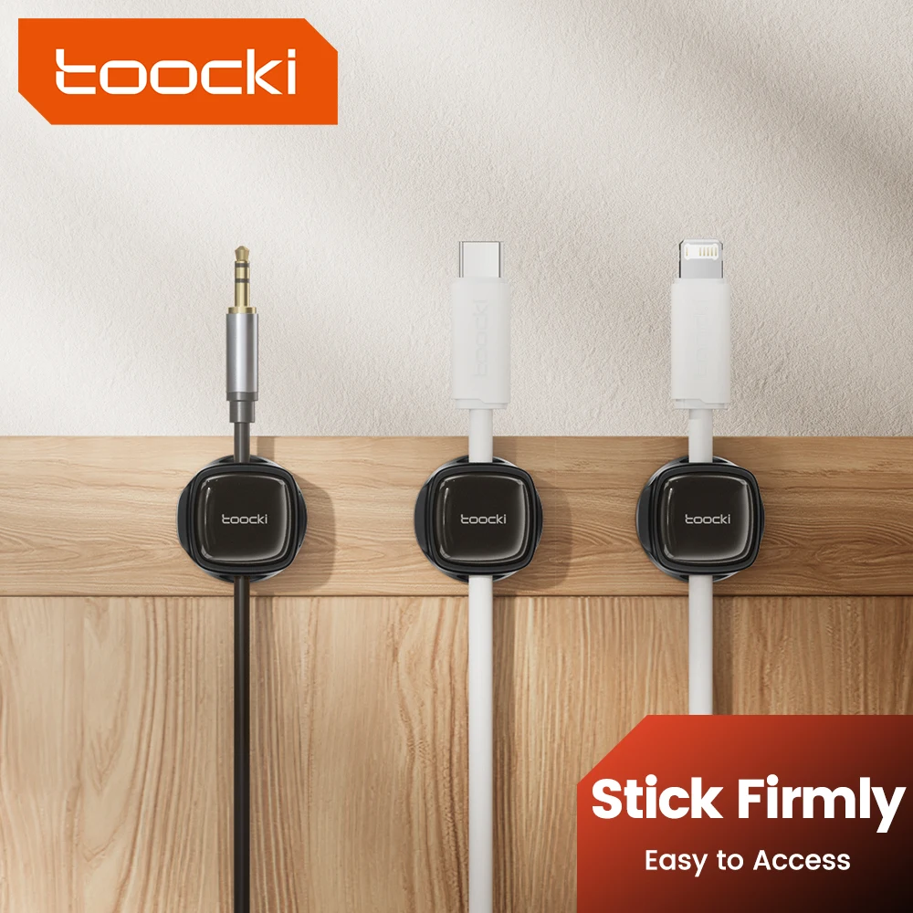 Toocki Cable Organizer Management Wire Keeper Magnetic Cable Clips Smooth Adjustable Cord Holder for Under Desk Line Cleaning
