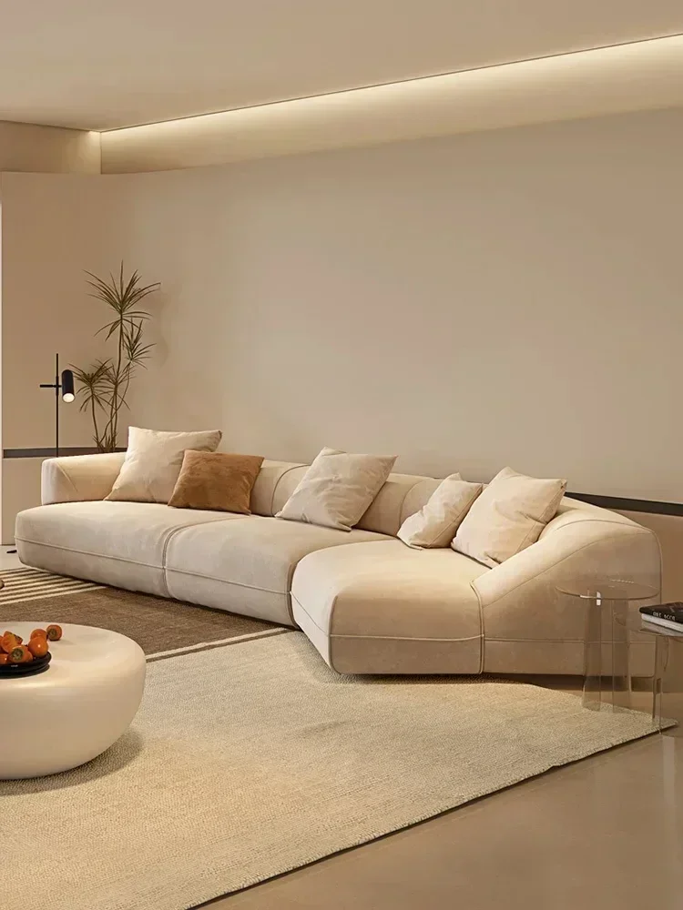 Italian Sofa Creative Chaise End Fabric Sofa Living Room Modern Light Luxury Cream Style