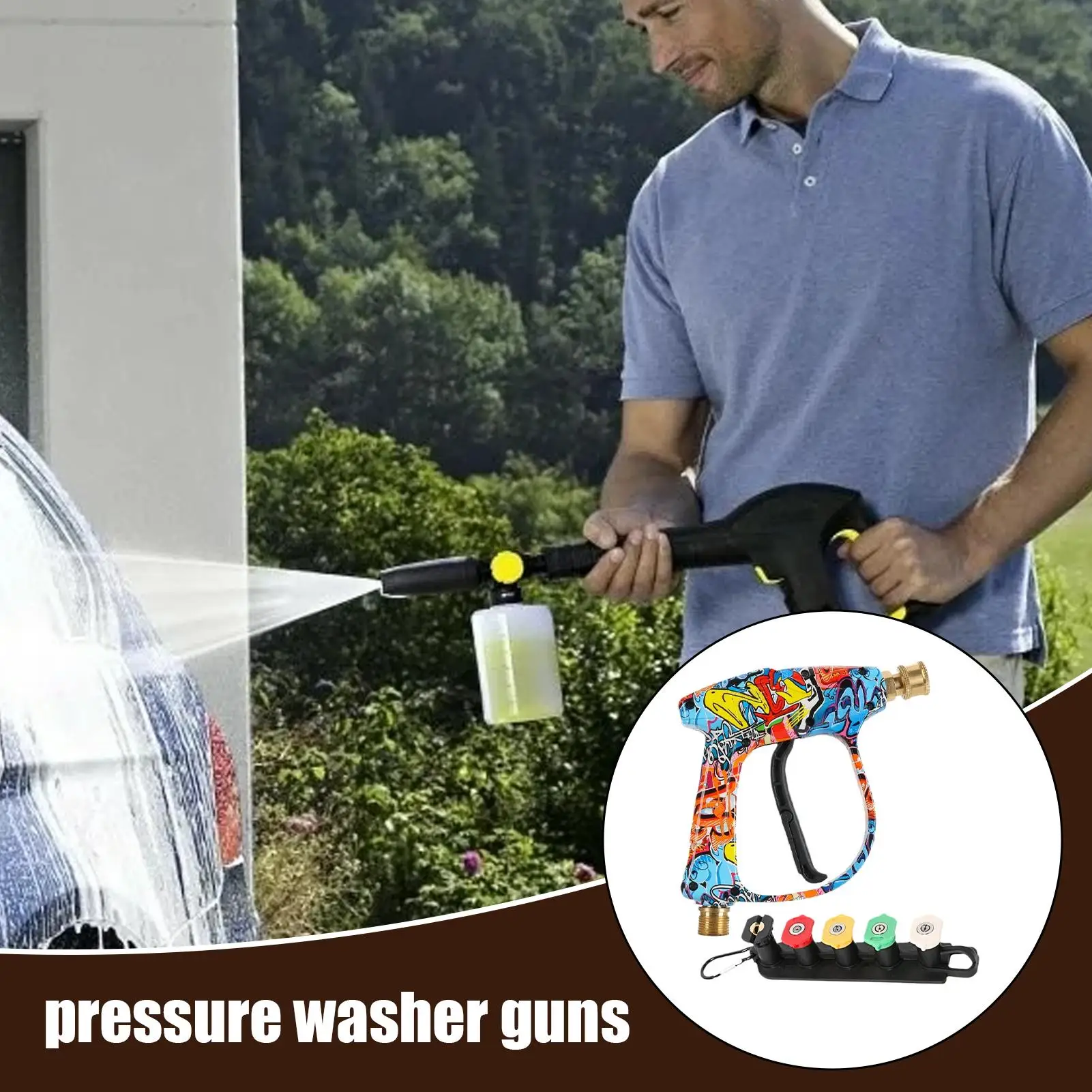 Hose Sprayer Nozzle Outdoor Watering Connector Adjustable Ergonomic Pressure Washer Sprayer For Garden Driveway Deck Garage