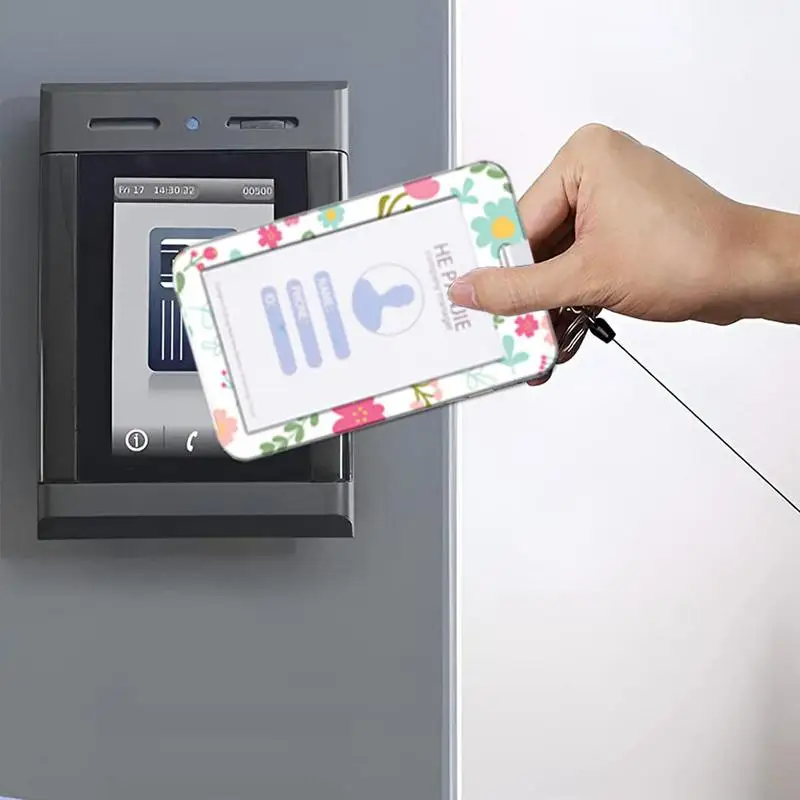 Card Badge Holder Flower Design Card Case Protector With Retractable Reel Belt Clip Multipurpose Badge Protector With Lanyard