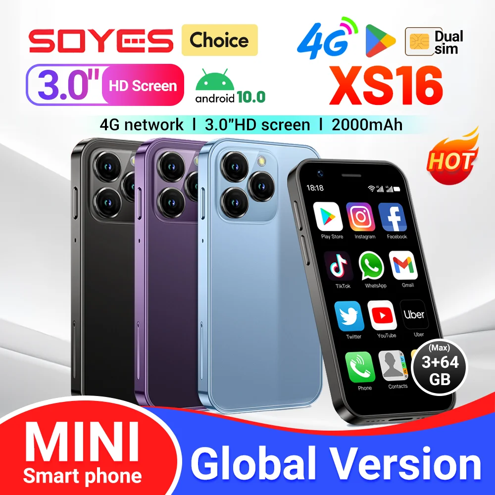 SOYES XS16 Mini 4G LTE  mini Smartphone 3GB RAM 64GB ROM Android10.0 3