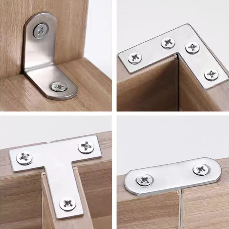 Stainless Steel Corner Code Table And Chair Wooden Board Fixed Support Connector Furniture Accessories Hardware 2pcs