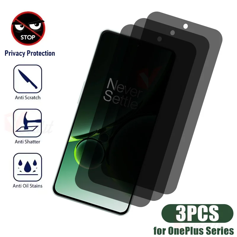 1-3Pcs Anti-spy Privacy Glass For OnePlus Ace 2V Pro 10T 10R 9RT 9R 8T 7T Screen Protector Oneplus Nord 3 2T CE 3 2 Lite  Glass