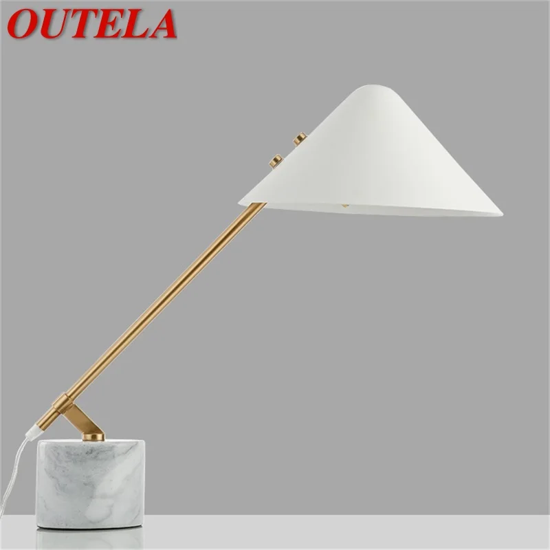 

OUTELA Nordic Table Lamp Modern LED White Creative Vintage Marble Desk Light for Home Decor Living Room Bedroom Study