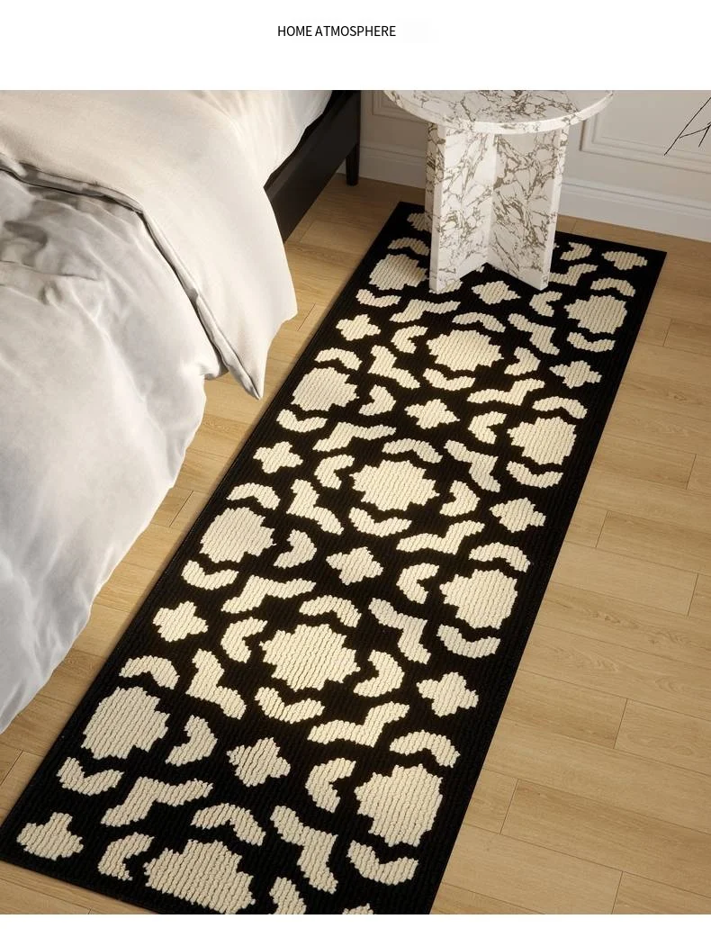 VIKAMA Retro Bedroom Floor Mat Living Room Sofa Advanced Sense Circle Pile Carpet Room Bedside Foot Mat Home Decoration