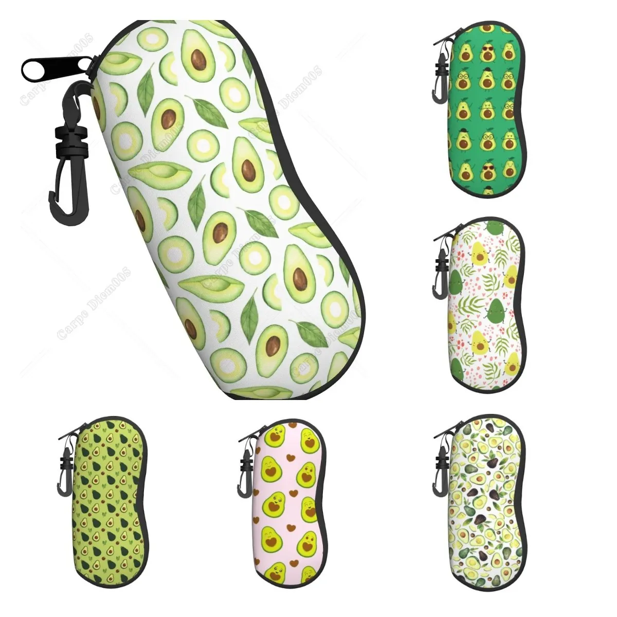 

Avocado Green Fruits Sunglasses Soft Case with Carabiner Ultra Light Neoprene Zipper Eyeglass Eyewear Accessories One Size