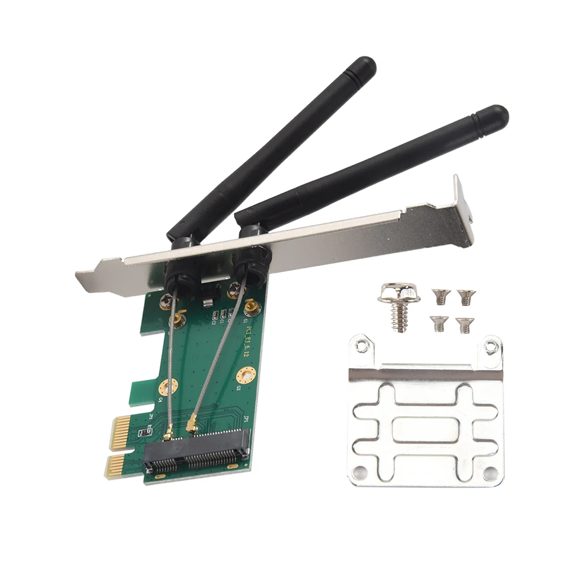 Wireless Card WiFi Mini PCI-E Express to PCI-E Adapter with 2 Antenna External for PC