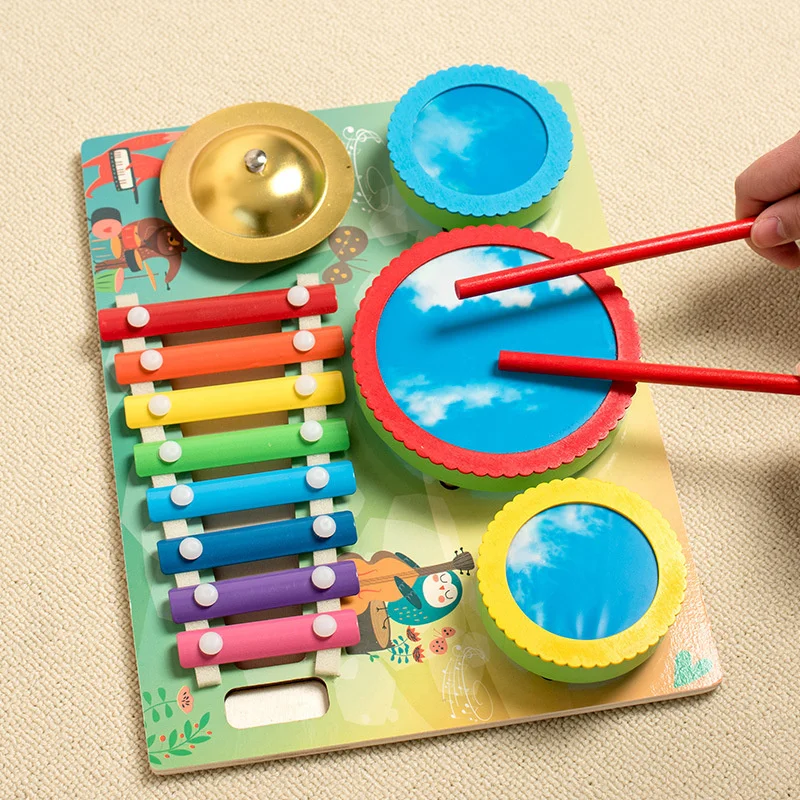 Children Wooden Eight-tone Hand Knocking Hand Knock Percussion Instrument Piano Educational Musical Instrument Toy New