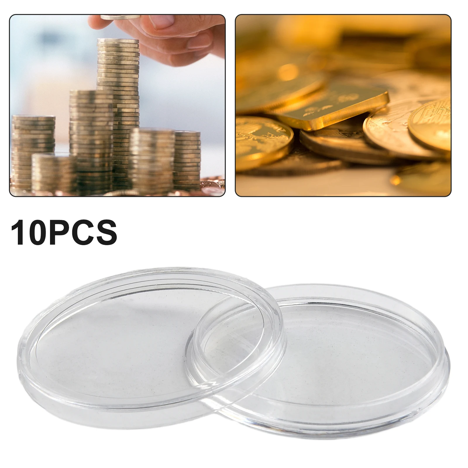 透明な丸い収納ケース,10個,20個,25個,30個,38mm, 50個,27mm, 41mm 46mm