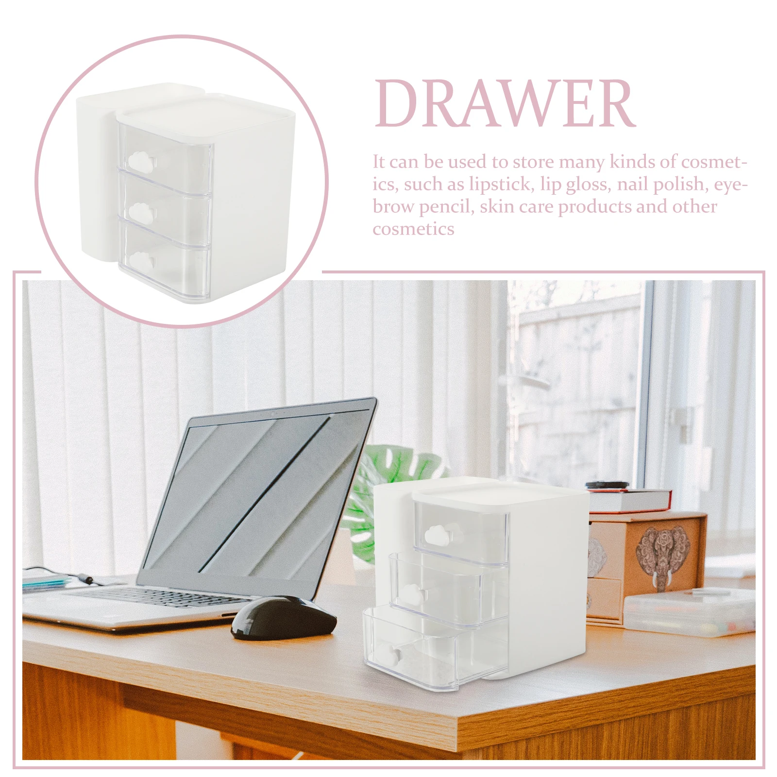 

Multi-Grid Storage Box Desktop Organizer Drawers Plastic Stationery Document File Cabinet Office