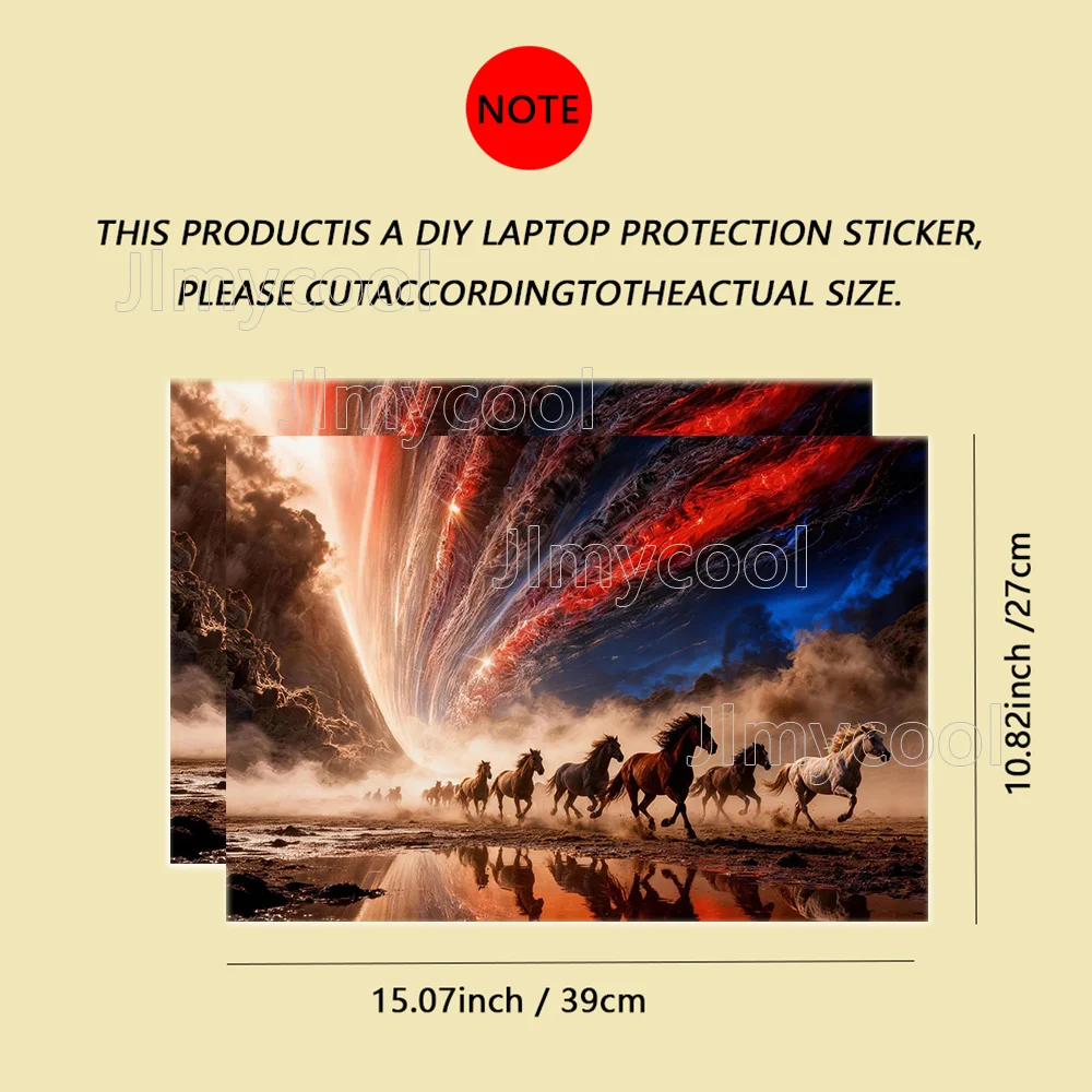 Cosmic Sky Running Herd Of Horses Laptop Skin Sticker Scratch Resistant Bubble Free Vinyl Decal Notebook Cover Decor Accessory
