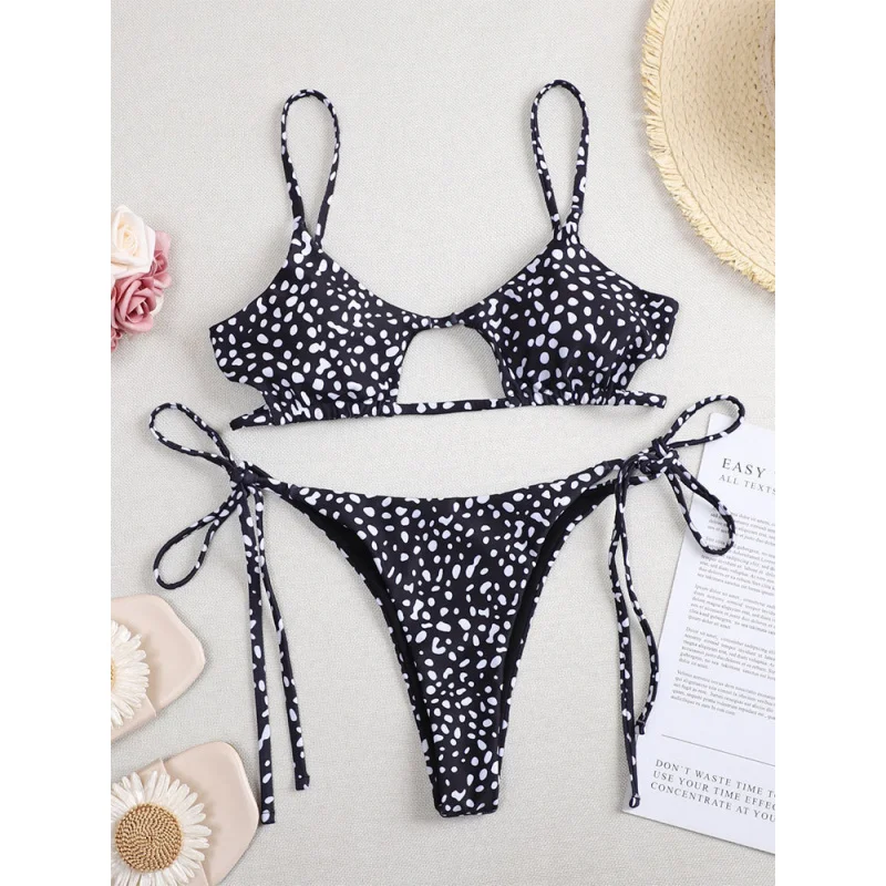 

New three-piece swimsuit for women, polka dot strap bikini swimsuit wholesale
