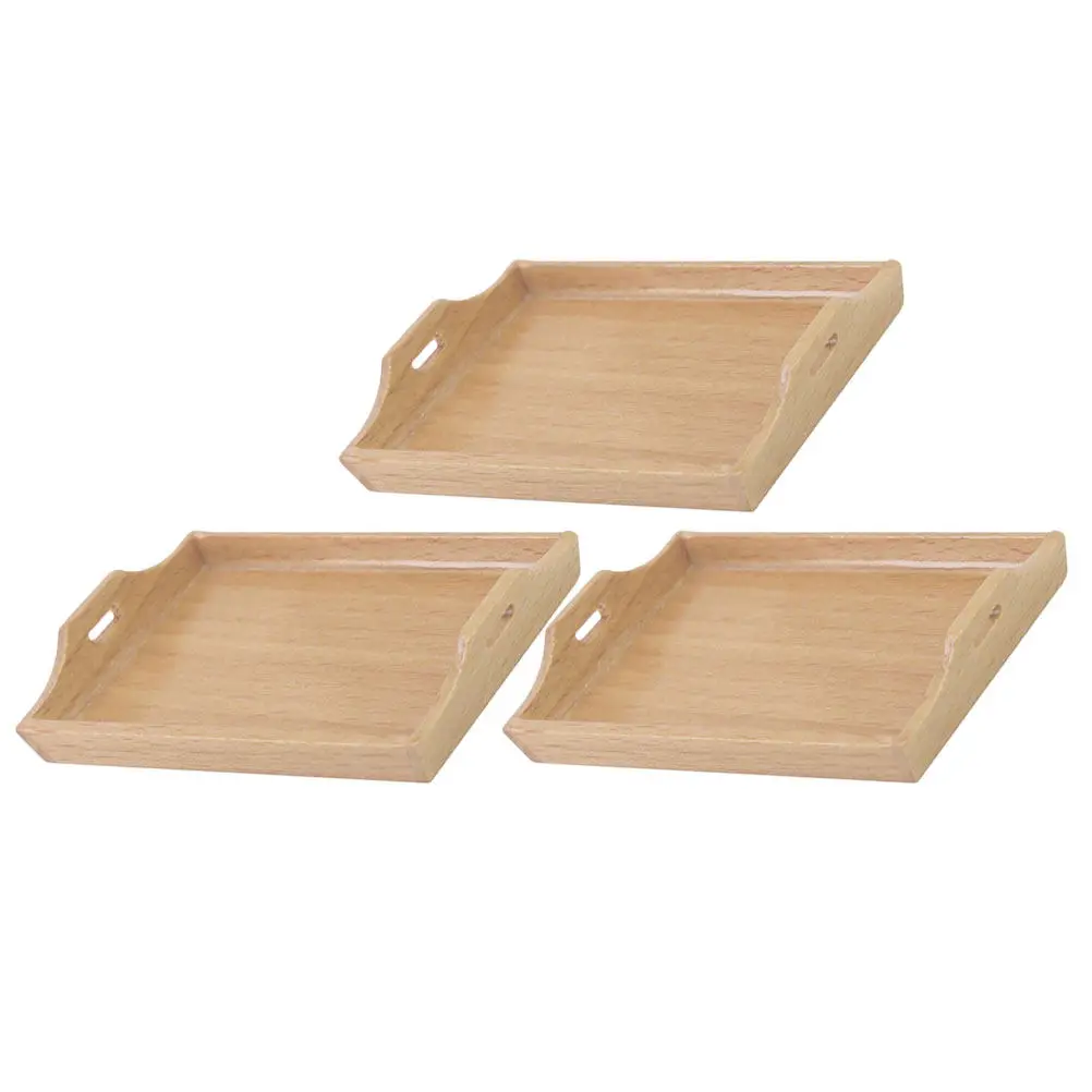 3Pcs Miniature Kitchen Tray Set Dollhouse Mini Dining Accessories Exquisite Craftsmanship Easy Clean Smooth Surface Mini Kitchen