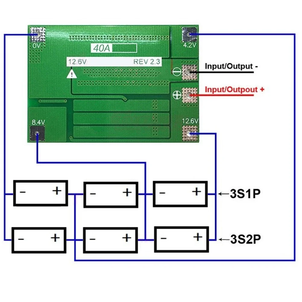 Turmera 12V 7Ah bis 20Ah Batterie-Aufbewahrungsbox 3X7 18650 Halter 3S 40A mit Schweißnickel für Motorrad ersetzen Blei-Säure-Nutzung