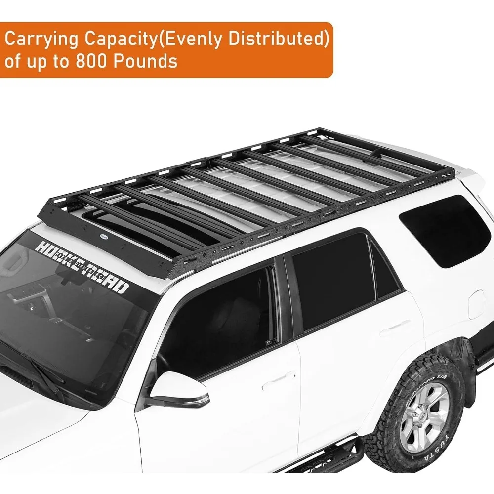 رف سقف كامل الطول من الألومنيوم مع قضبان متقاطعة وسلة شحن لمركبات الجيل الخامس Toyota 4Runner 2010-2024، إعلان خارجي