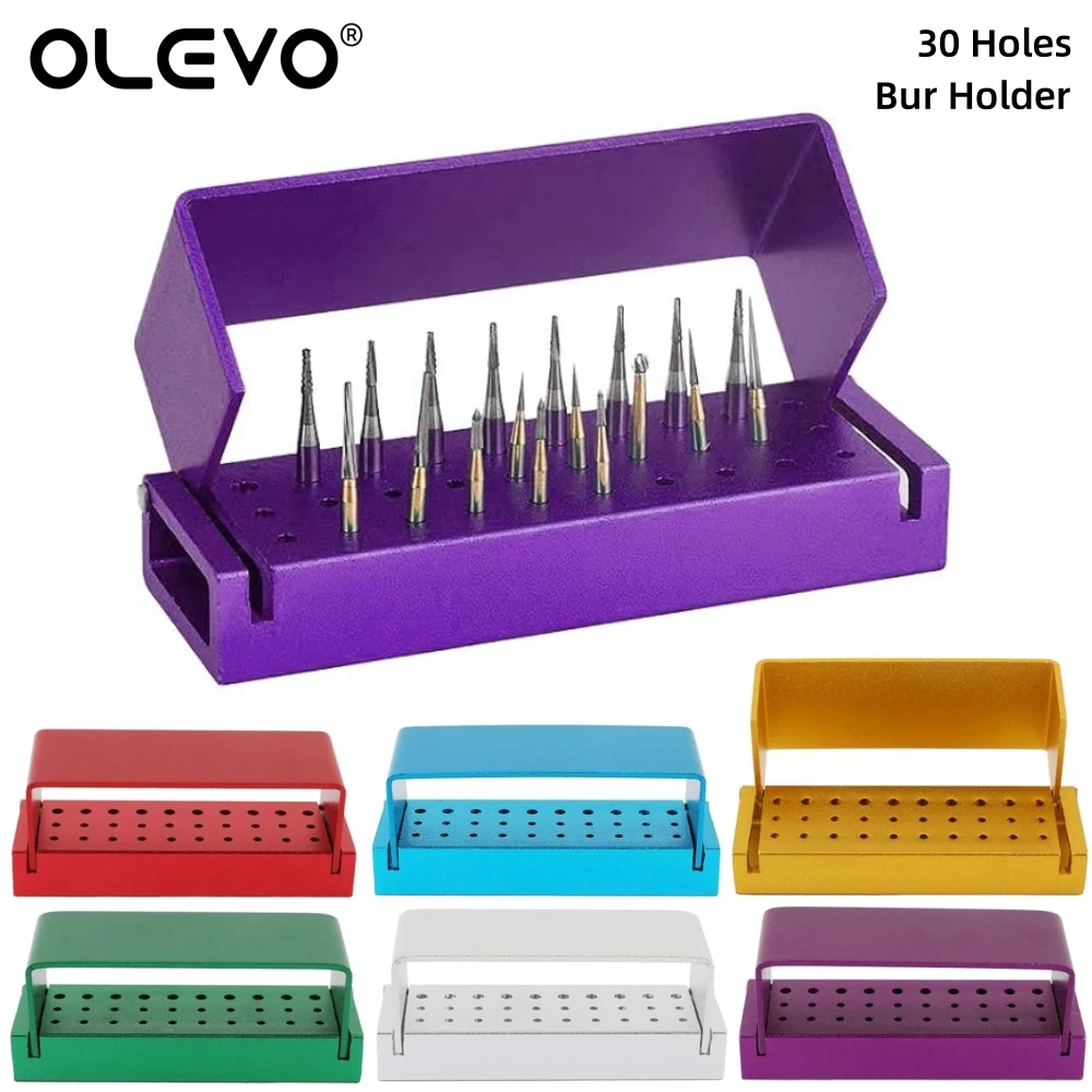 30 Holes Dental Burs Holder Aluminum Disinfection Block FG RA Bur Drill Stand Autoclave Storage Box for High Low Speed Handpiece