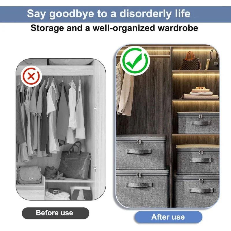 Large Capacity Lockable Storage Box With Cover Foldable Clothes Organizer With Password Lock Privacy Stackable Storage Organizer