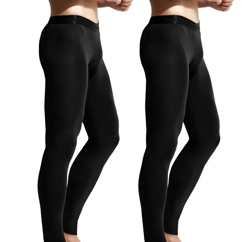 2 Stück Herren-Thermounterwäsche, Magnet-Einteiler, dünne Unterhose, eng anliegende Jugendlinie, Thermohose, Herbst-Slim-Leggings