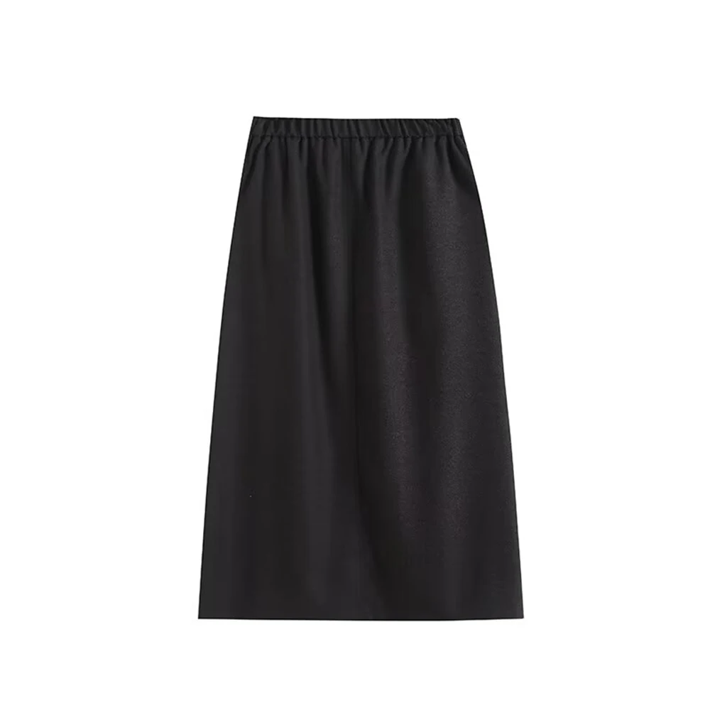 2024 autumn and winter new women's clothing versatile temperament elastic elastic high waist high quality casual slit skirt