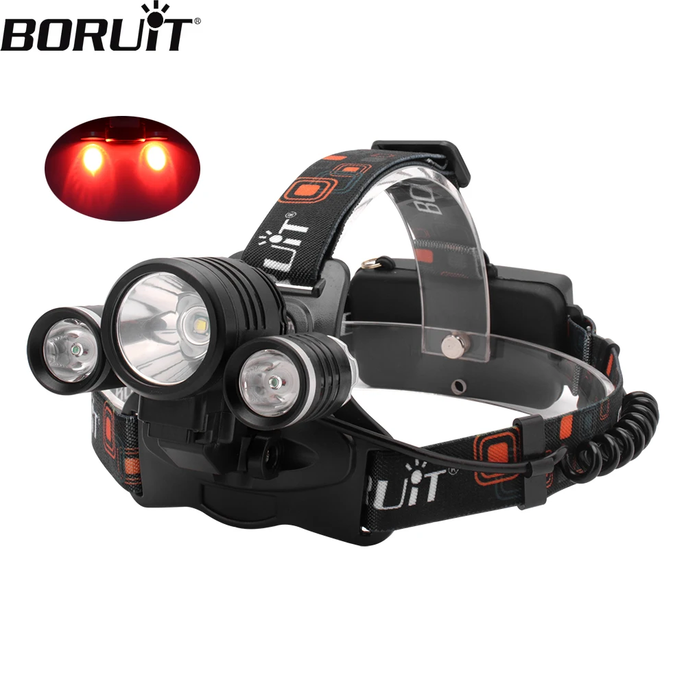 

BORUiT Super Bright LED Headlamp 5000LM USB Rechargeable Headlight 3 Lighting Modes 18650 Head Torch Camping Fishing Lantern