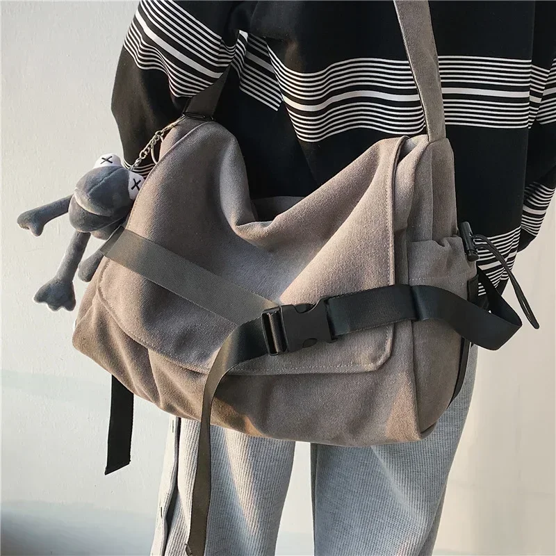 Canvas Messenger Bag Ladies Big Capacity Handbags Shoulder Bag Youth Girls Student School Bags Fashion Men Crossbody Bags Bolsos