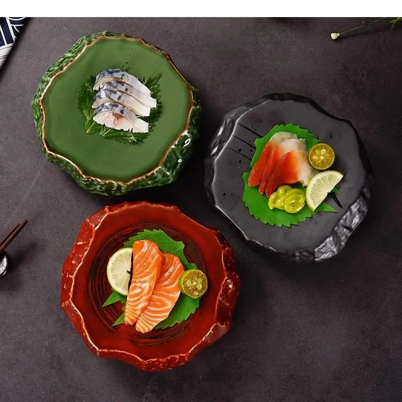 Stone Pattern Ceramic Dinner Plate Sushi Sashimi Dessert Plates Snack Restaurant Specialty Tableware view 4