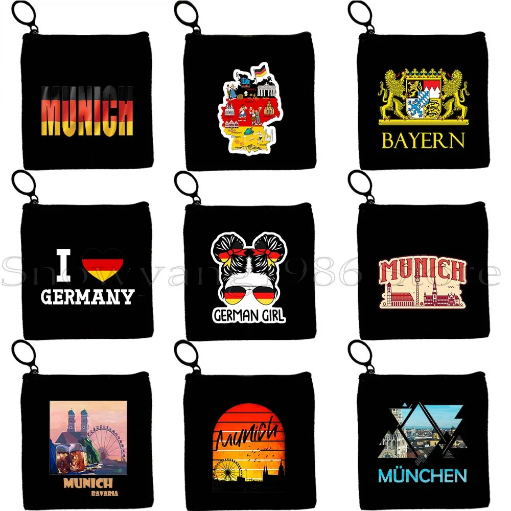 

Berlin Munich Skyline Germany Map Heart Flag Coat of Arms Bavaria German Girl Canvas Key Coin Purse Case Bag Wallet Zipper Pouch