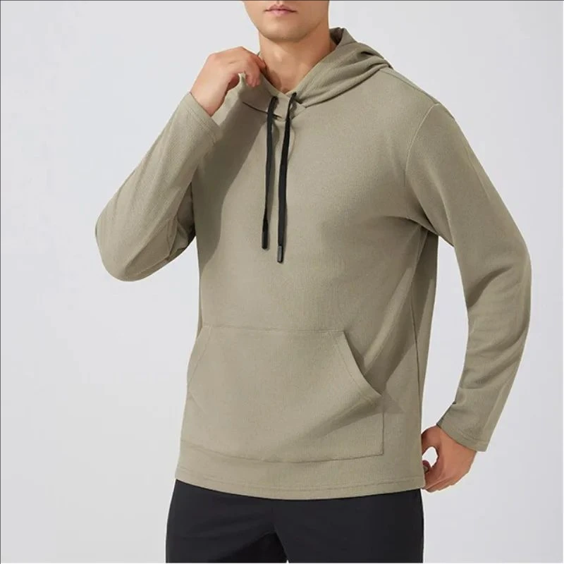 Autumn Winter Men Solid Color Hoodies Long Sleeve Hooded Pullovers Casual Sports Tops Male Outdoor Running Fitness Sweatshirts